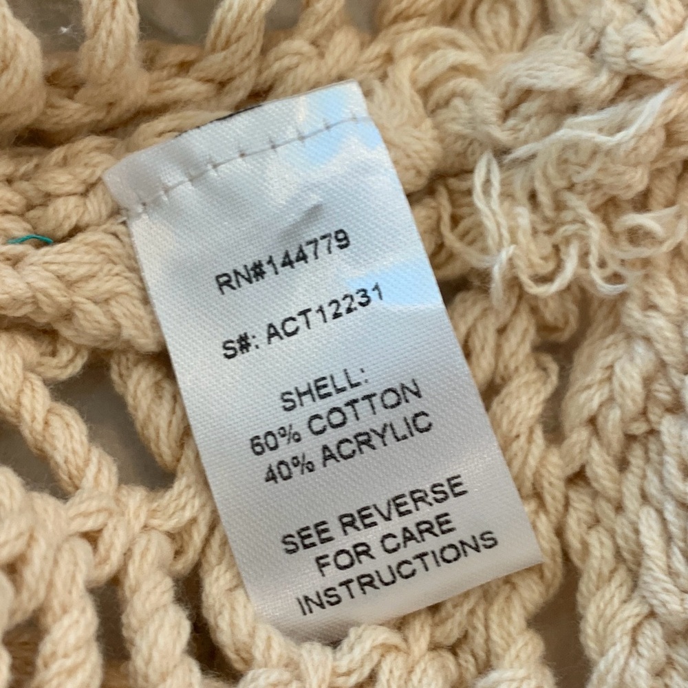 🌞 VICI Arloe Open Knit Fringe Crochet Top Crop Sweater Cream Small S - Picture 12 of 14